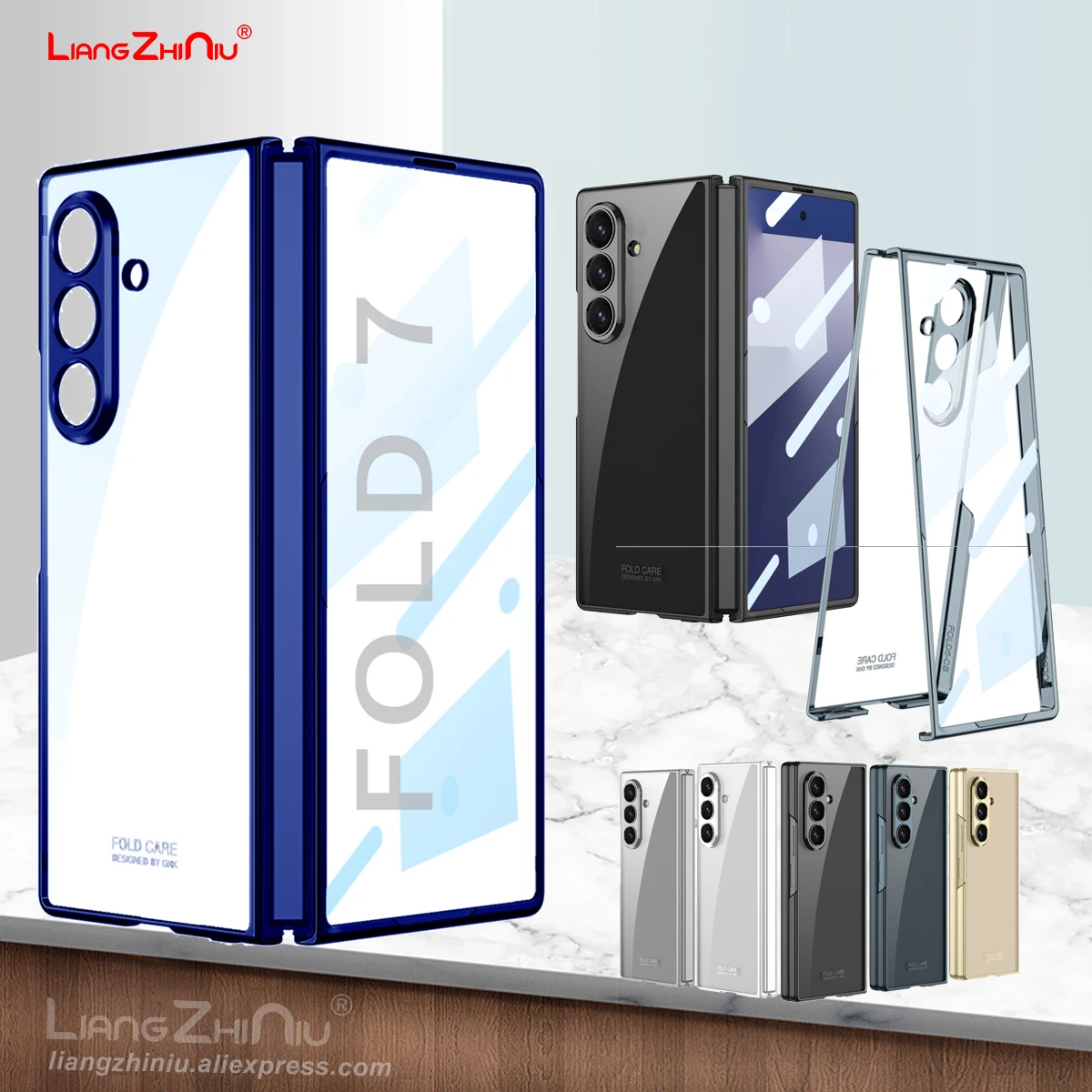 

Чехол для телефона Samsung Galaxy Z Fold 7, гальваническая рамка, защитная пленка для экрана, цельный ТПУ + ПК, HD прозрачный чехол