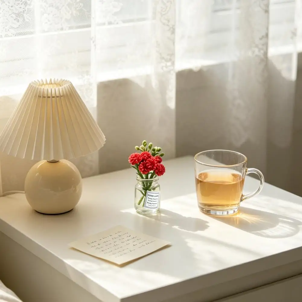 Miniature Resin Flowers in Vase Set Dollhouse Decor with Realistic Details, Small Floral Decorations for Car Desk Accessories 97