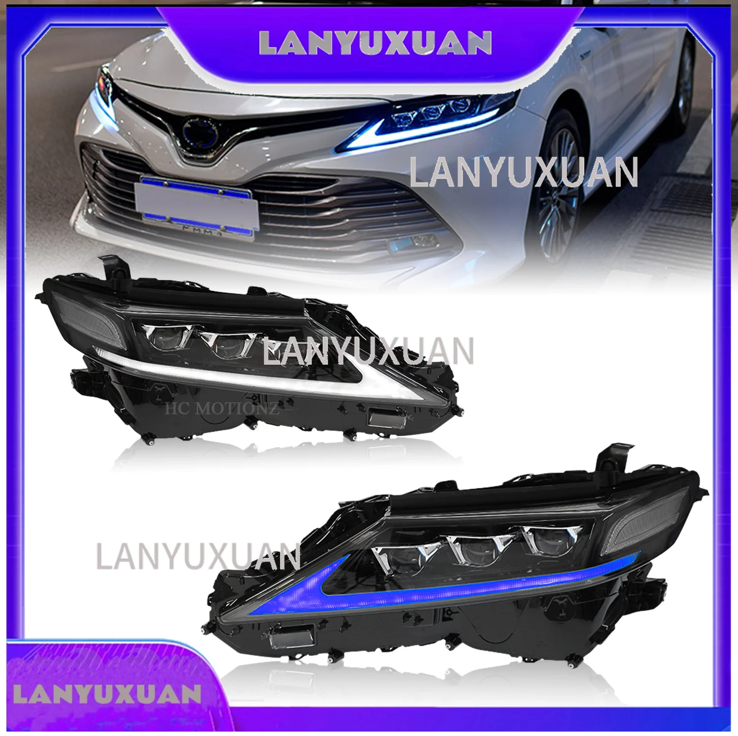 2026 HCMOTIONZ Factory Camry XLE Ascent SX XV70 Daihatsu Altis Front Head Lamp 2018-2021 Sedan LED Head Lights for Toyota Camry