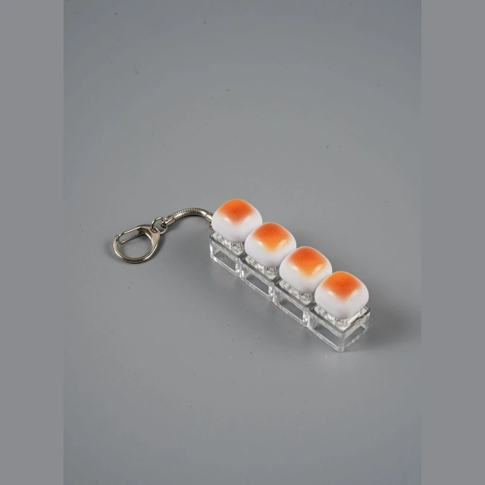 Caramel Bread Shaped Fidget Keychain Stress Relief Keycap Keyboard Button Toy Steam Bread Pendant Key Ring Gift No Led