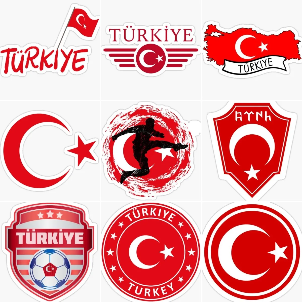 

Türkiye Flag Map National Emblem Wolf Creative Stickers Window Book Wall Room Truck Bumper Bicycle Car Helmet Motorcycle Decal