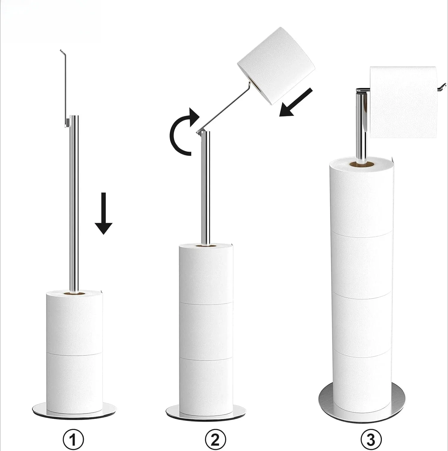 Toilet paper holder bracket and distributor for 4 spare rolls, stainless steel independent toilet paper roll storage rack