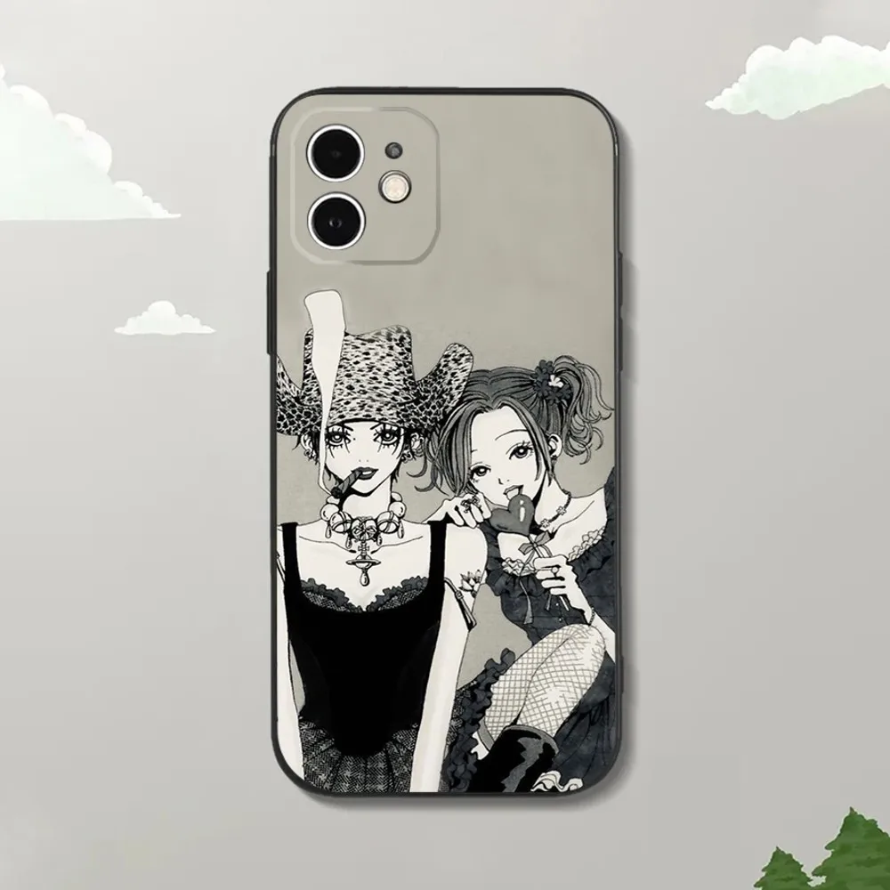 Anime NaNa Osaki Phone Case For iPhone16,15,14,13,12 Mini 11 Pro XR,X,XS,MAX 7,8 Plus Silicone Cover Soft Black