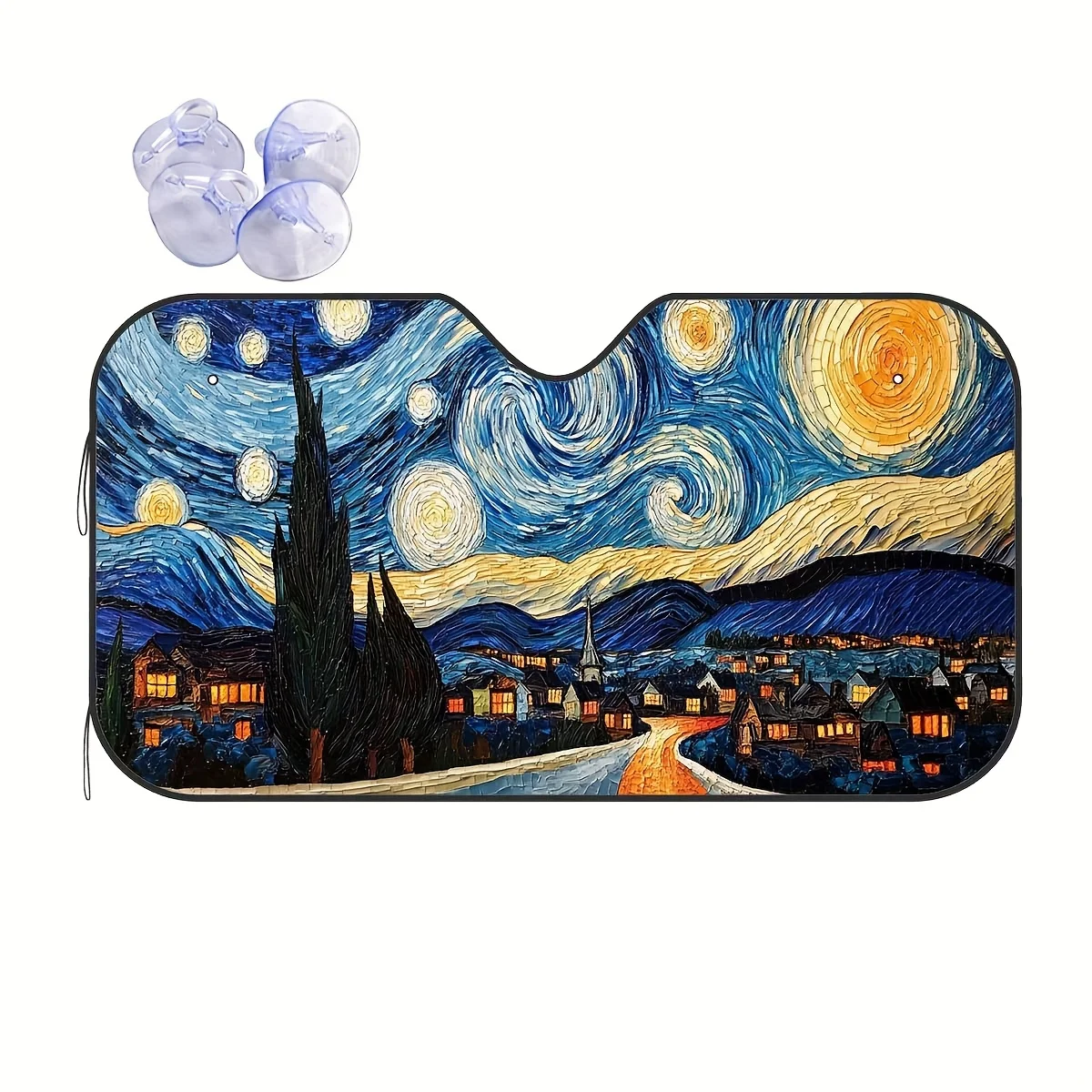 

1 шт., солнцезащитный козырек на лобовое стекло автомобиля Van Gogh Starry Night — подходит для солнцезащитного козырька, термостойкая защита салона автомобиля с художественным дизайном