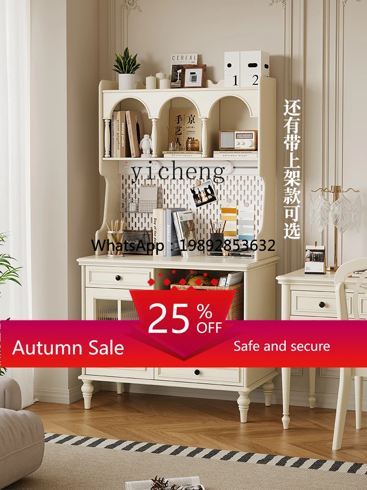 

living room wall integrated storage locker solid wood locker French retro cream style dining side cabinet
