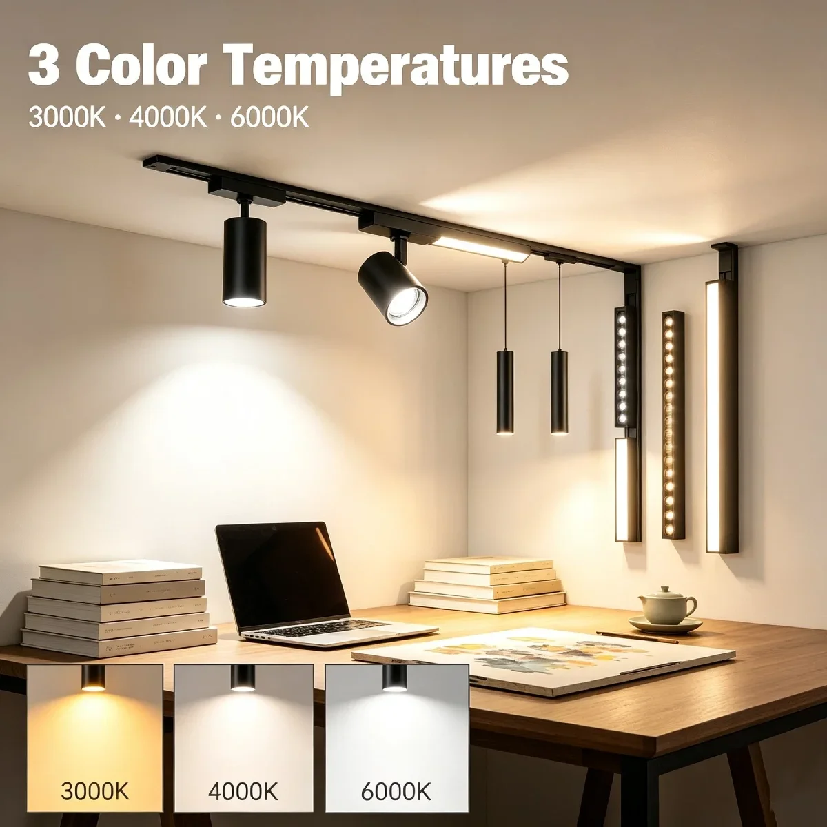 Magnetic Track LED Lighting System, 8mm Ultra Slim Aluminum Magnetic Rail, Multi-Type Magnet Fixtures Spotlight CCT Dimmable