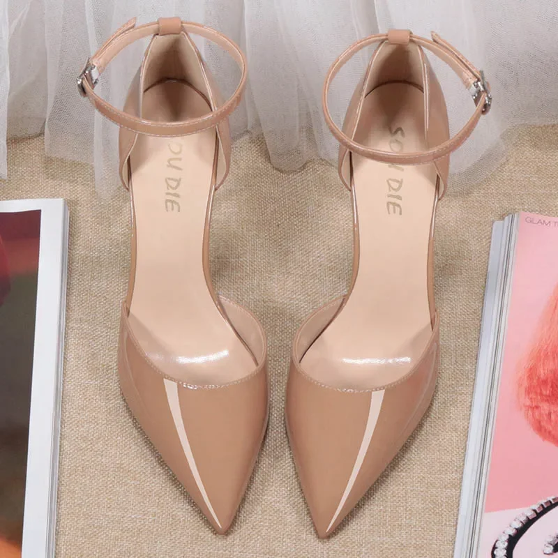 Summer Elegant Women Heels Sandals Buckle High Heels Sandals Fashion Closed Toe Sandal Wedding Shoes Female 2022 Women\'s Sandals