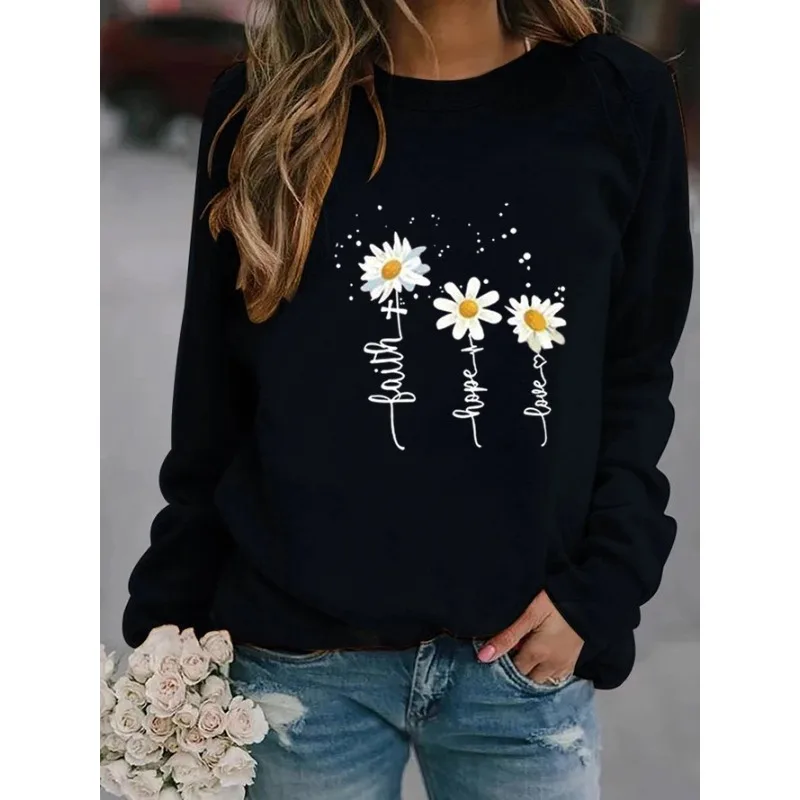 Creative Christmas Letters European and American Printed Crew-neck Hoodie Aesthetic  Streetwear Women  Sweatshirts