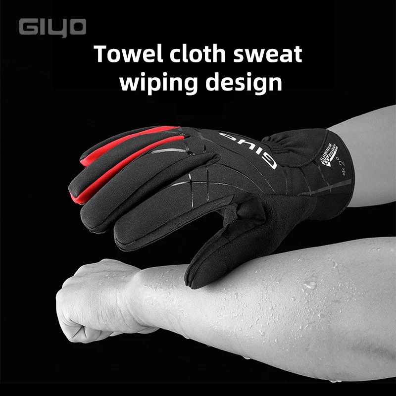 Giyo S-15 Winter Cycling Gloves Waterproof Thermal Touch Screen Gloves SBR Filling Shock Absorbing for Riding Skiing Climbing