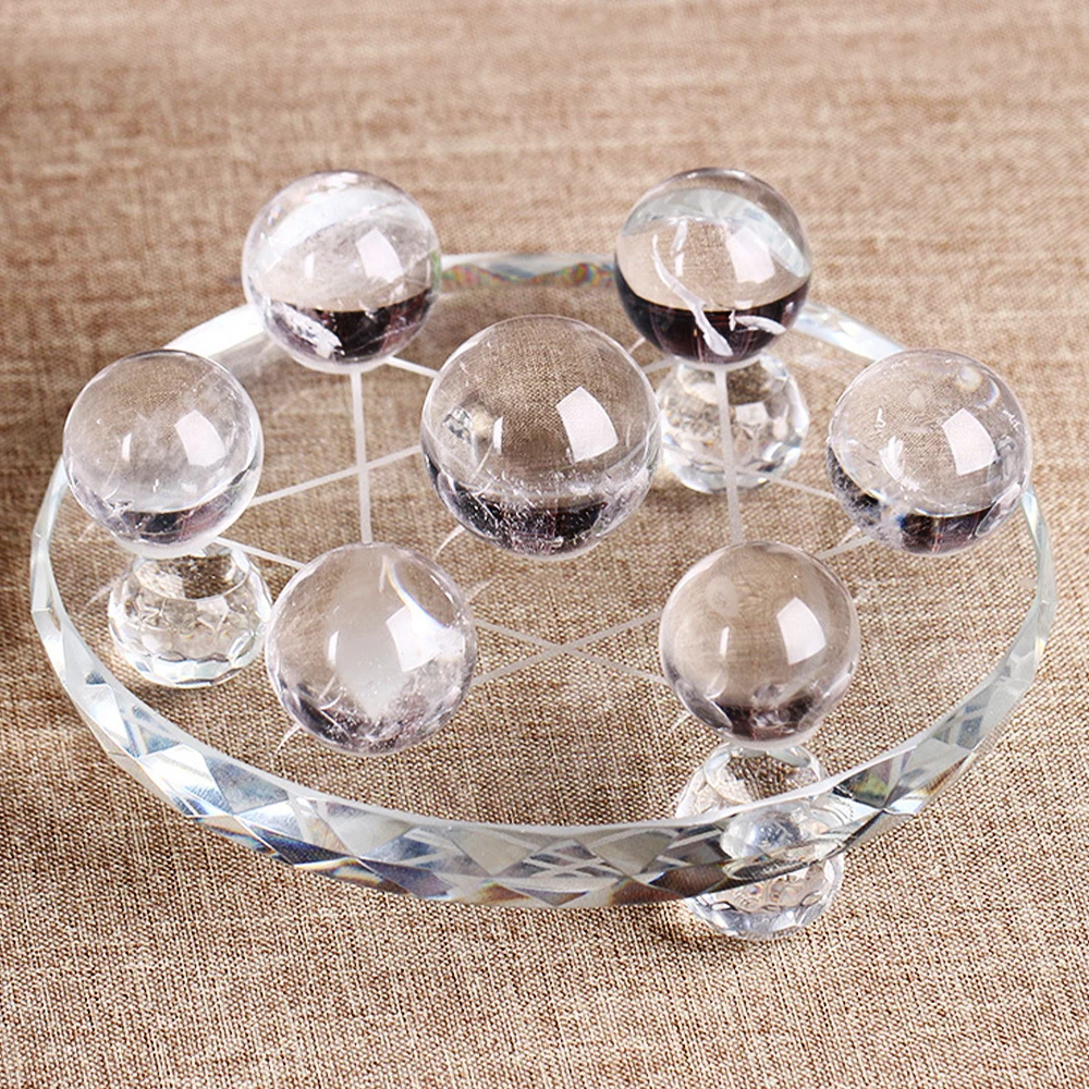 Natural White Crysatl Seven Star Formation FengShui Decoration White Crystal Ball Seven Star Formation Sphere Home Decoration