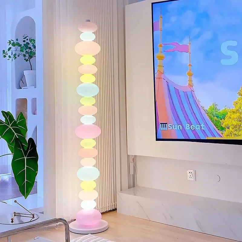 Colored candy string floor lamp, creative macaron girl bedroom desk lamp