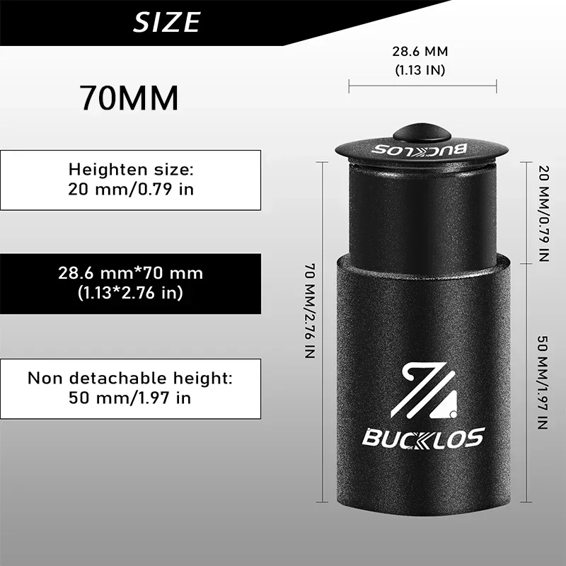 BUCKLOS Fahrrad Vorbau Höhe Extender 100/120/135/180/210 MM Aluminium Legierung Lenker Rise Up Adapter 28,6mm Zyklus Zubehör