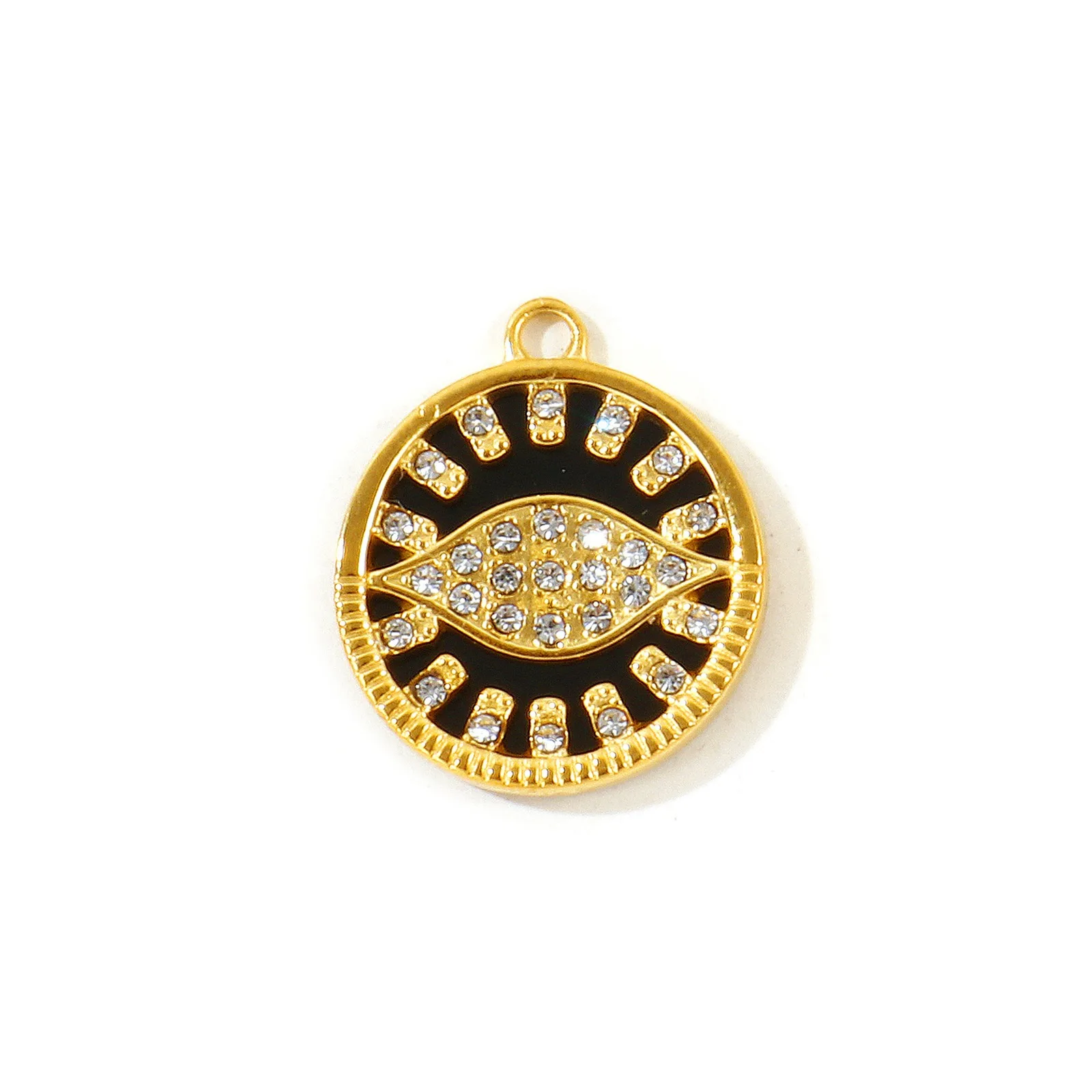 2 Stück Natürliche Muschelanhänger Runder Stern Klarer Strass Augen des Gottes 18K Vergoldet 304 Edelstahl Anhänger für DIY Halskette – Detail 5