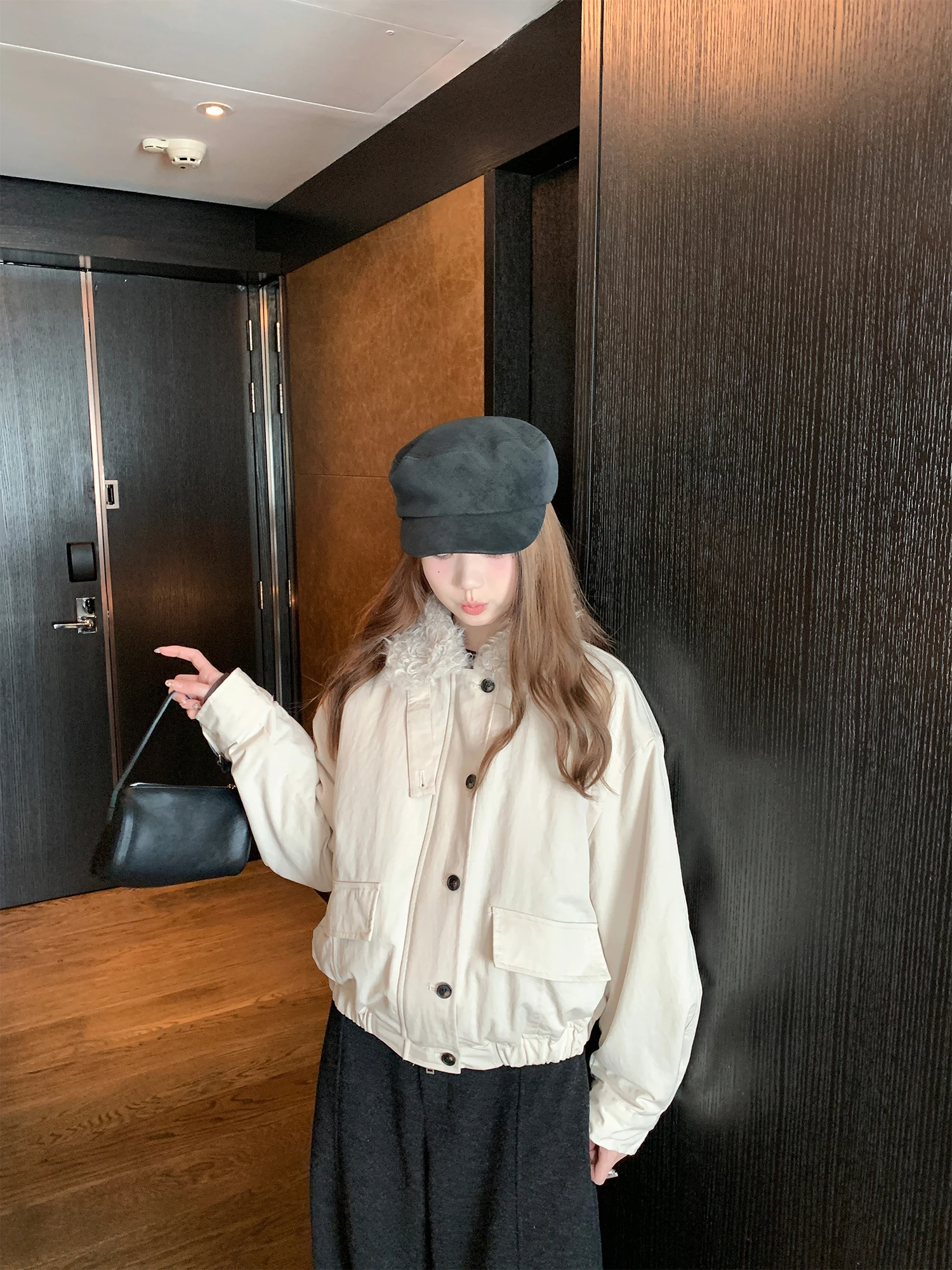 

Korean Sle ort Coat for Women Warm Fur Collar Jaet Girls Faion Winter Outerwear Versatile Warmth ket Design