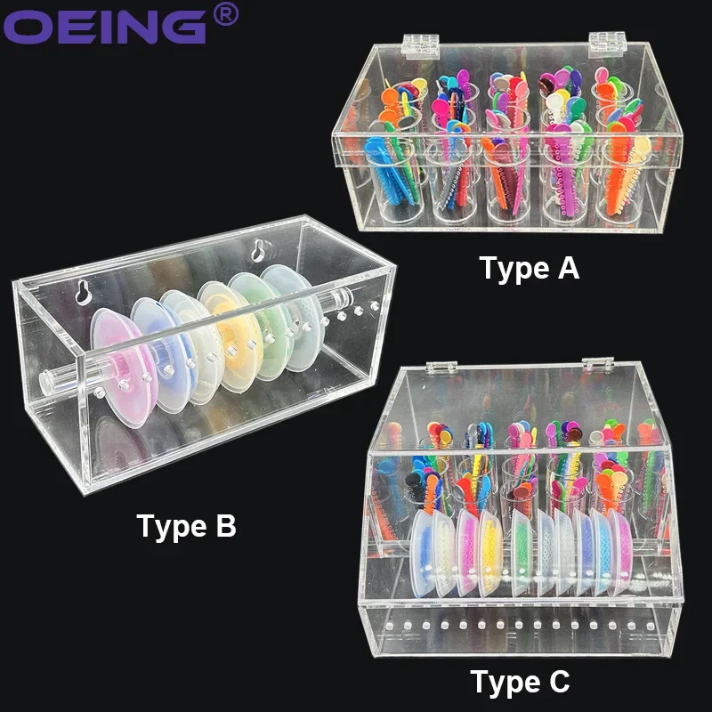 1Pc Dental Elastic Power Chain Organizer Storage Box Orthodontic Ligature Tie Box Holder Acrylic Placing Case Dental Storage Box