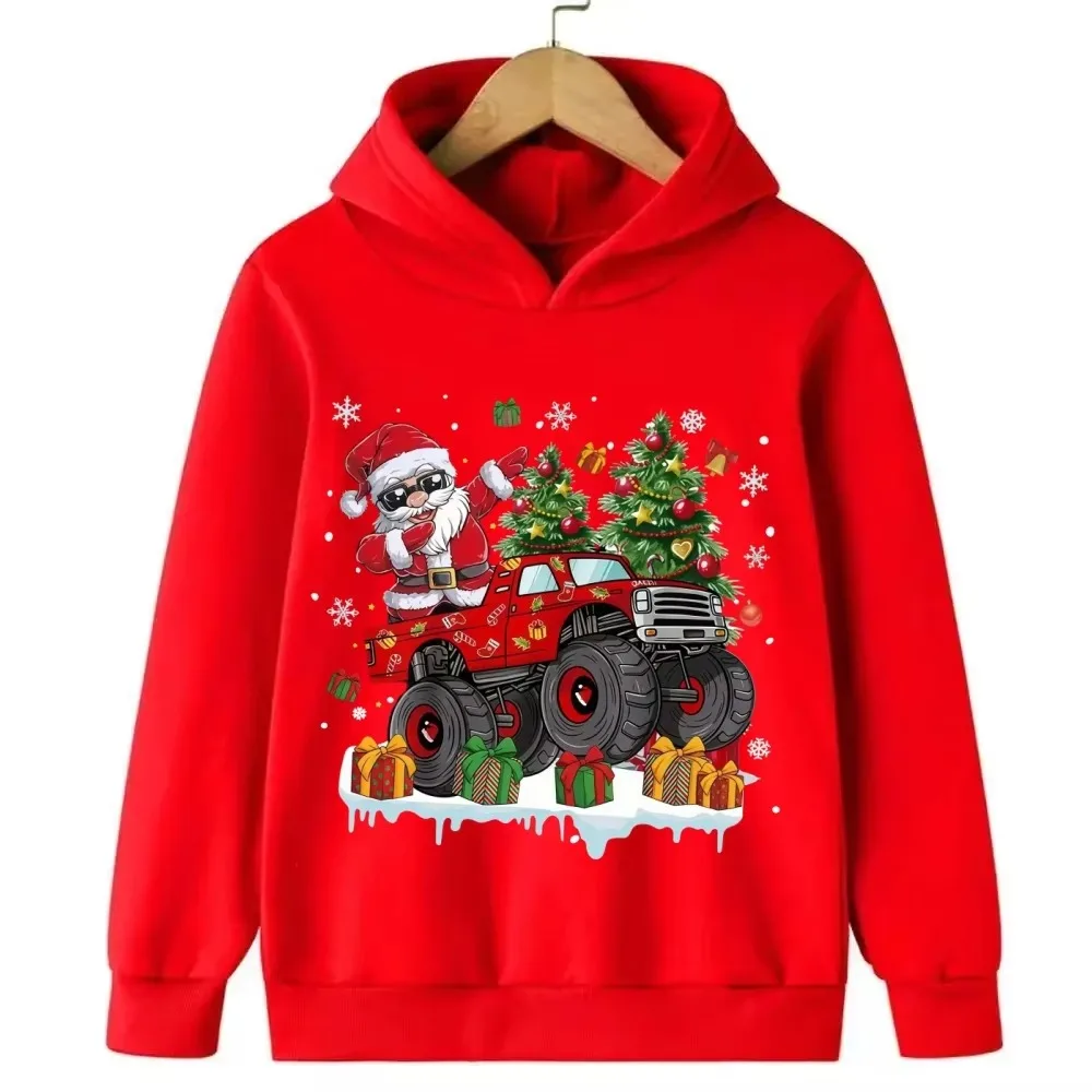 Best-selling children's warm plush hooded sweater - Boys' and girls' Christmas gift, sporty, breathable and warm pullover shirt
