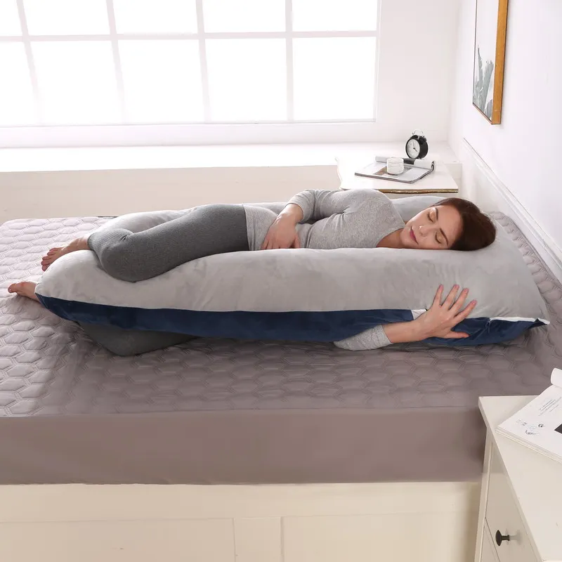 120x70cm Blue Grey Maternity Body Pillow – Soft Plush Pregnancy Cushion, Side Sleeper Support for Women, Wholesale
