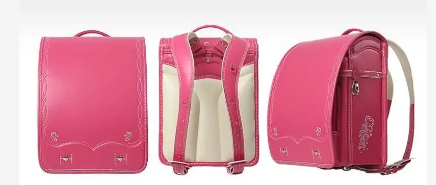 Japan elementary school students schoolbag spine protection children's shoulders backpack 3-6 grades girls PU leather School Bag