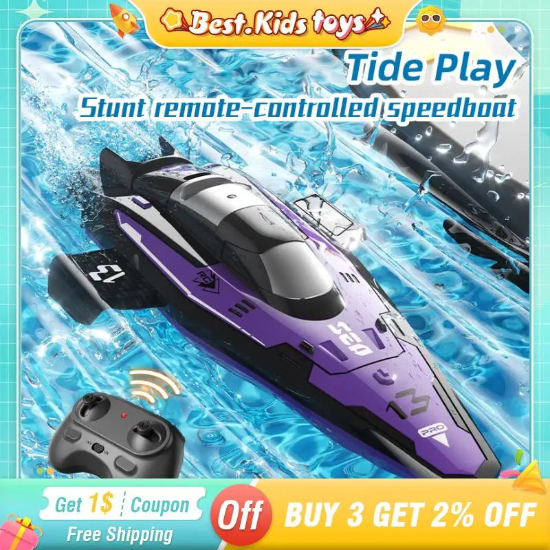 

RC Mini Stunt Speedboat 2.4G Remote Control Double Motor High-speed Ship Waterproof Model Kids Toys Water Pool Multiplayer Game