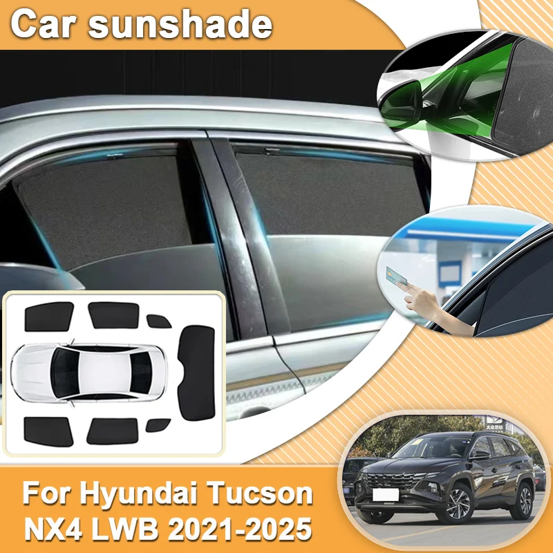 

For Hyundai Tucson L LWB 2021-2025 Car Mesh Sunshade Shield Windshield Curtain Magnetic Sun Visors Sun Protection Accessories