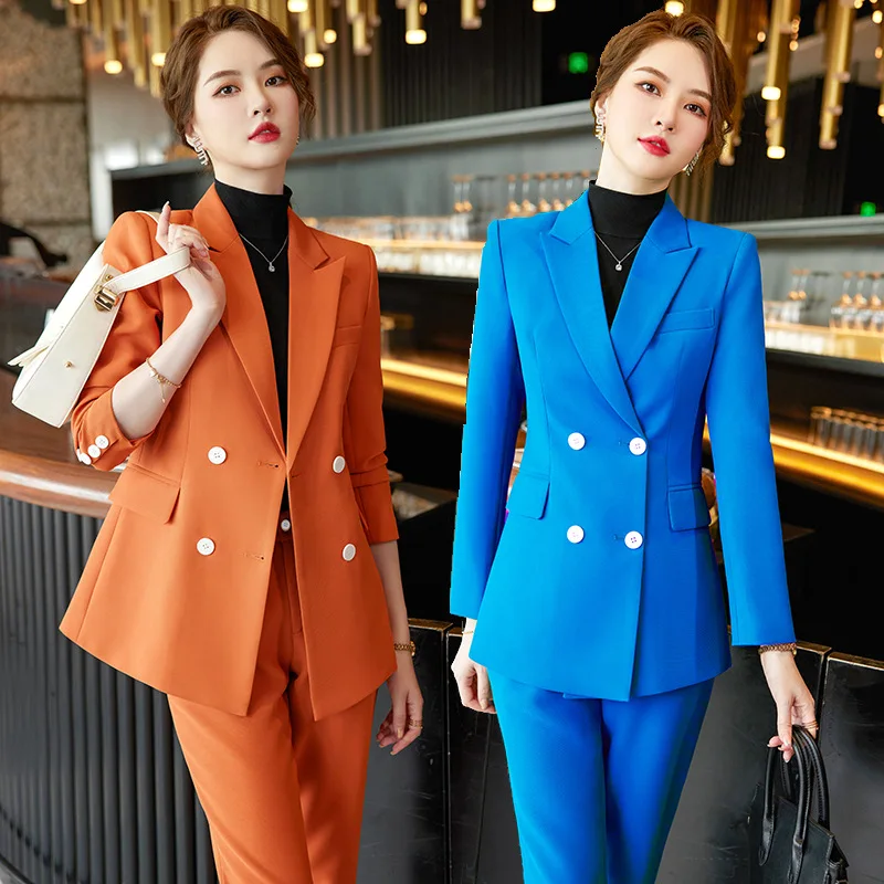 

Autumn and Winter Hot Sale Long Sleeve Double Breasted Professional Tailored Suit Formal Women's Pants Leggings Interview Sales