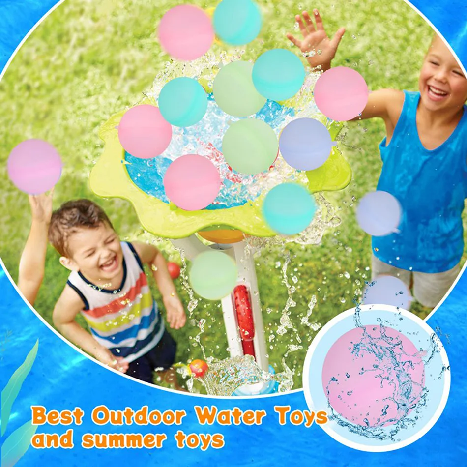 

60pcs Reusable Water Fighting Balls Adults Kids Summer Swimming Pool Silicone Water Playing Toys Pool Water Bomb Balloons Games