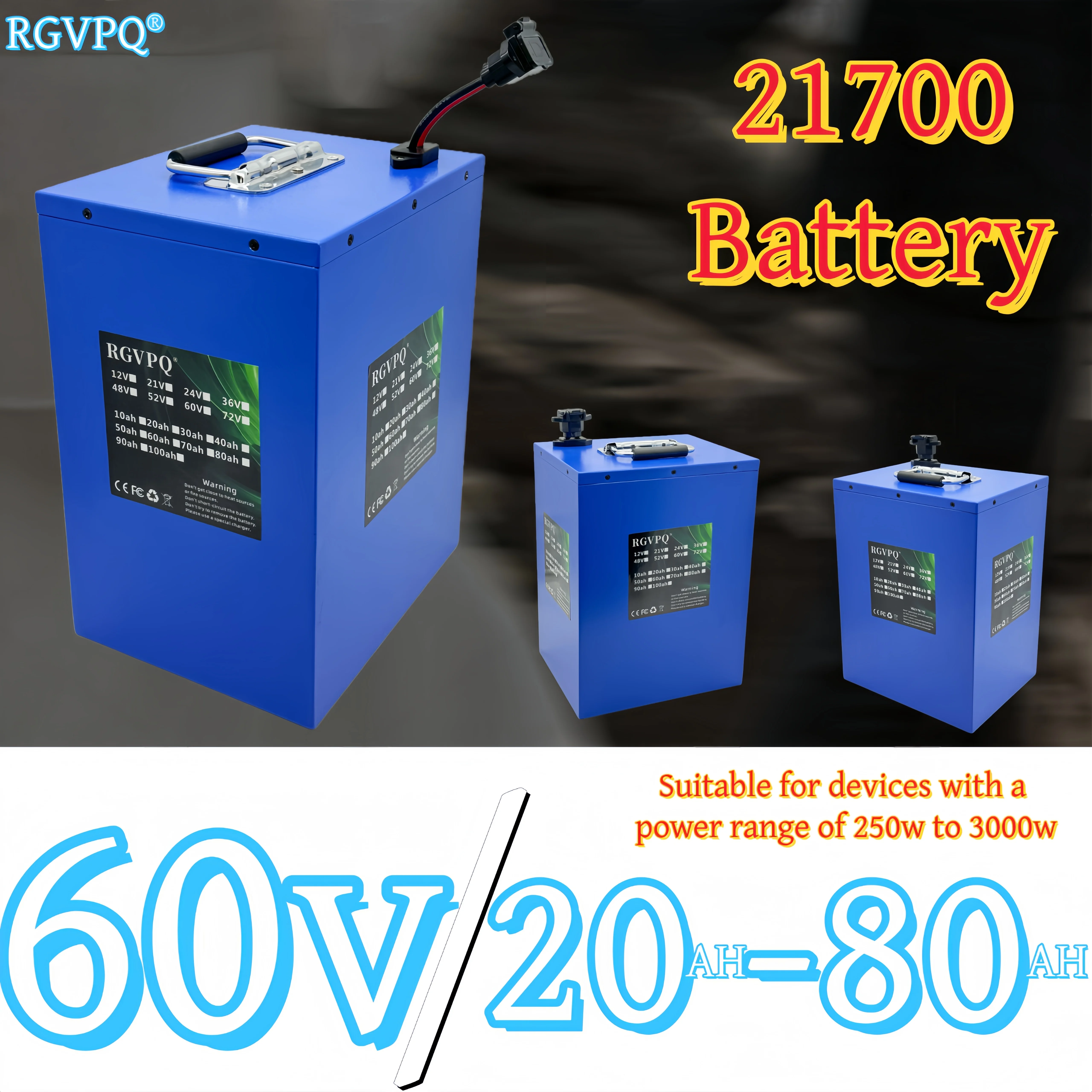 

Air freight delivery, 60V21700 lithium-ion battery, new large capacity 20AH-80AH, iron box material, battery built-in BMS40AH