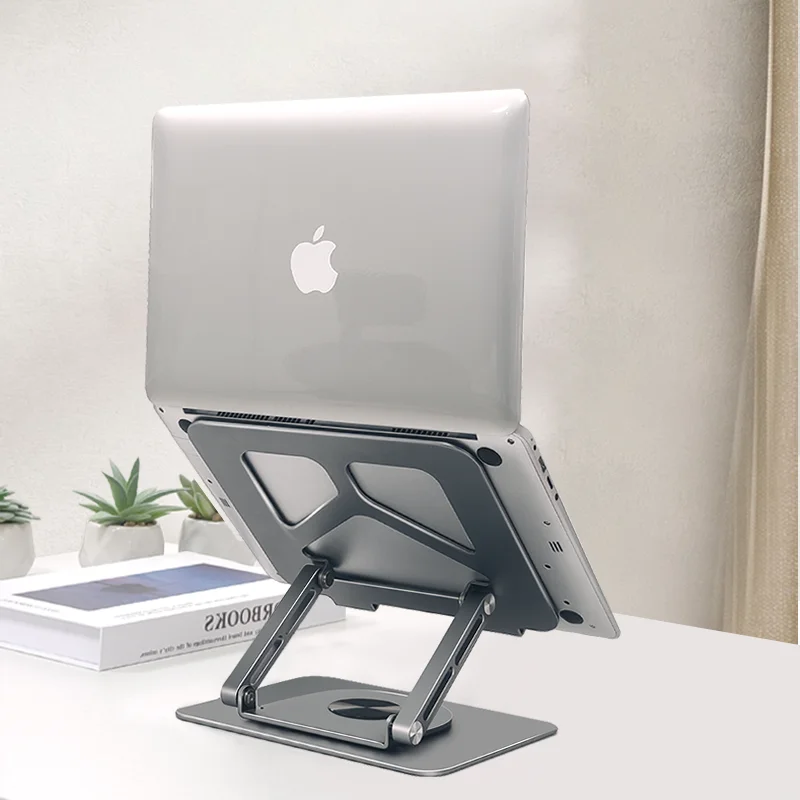 Adjustable Laptop Stand Aluminium Alloy with 360° Swivel Base Foldable Portable Notebook Holder Bracket