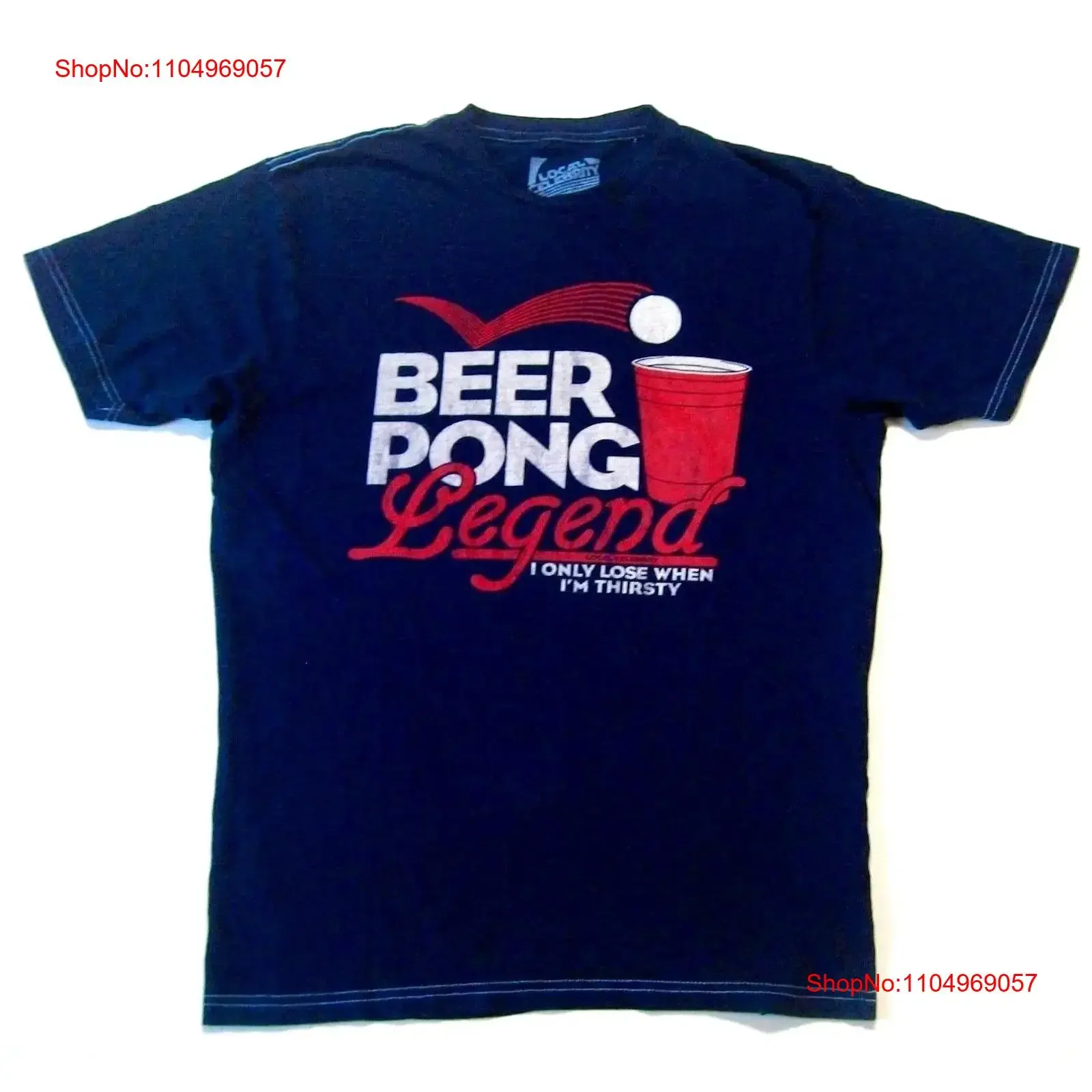 

Beer Pong Legend T Shirt Men's Size Medium Local Celebrity THIRSTY USA Brand vintage Washed Top For Everyday Wear