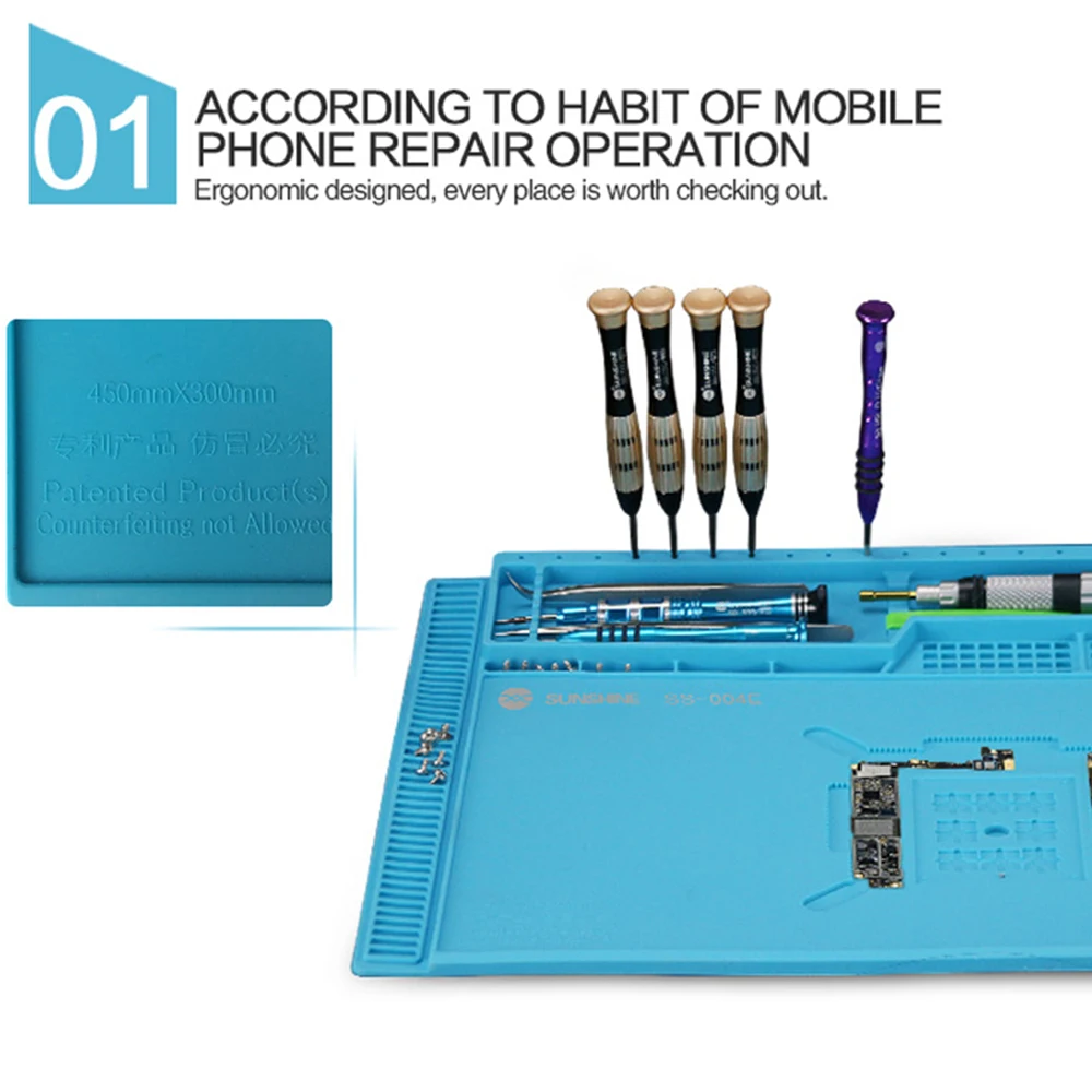 SUNSHINE SS-004E 다기능 수리 절연 테이블 스크루 드라이버 자화 부품 보관 수리 패드 도구 용 정전기 방지