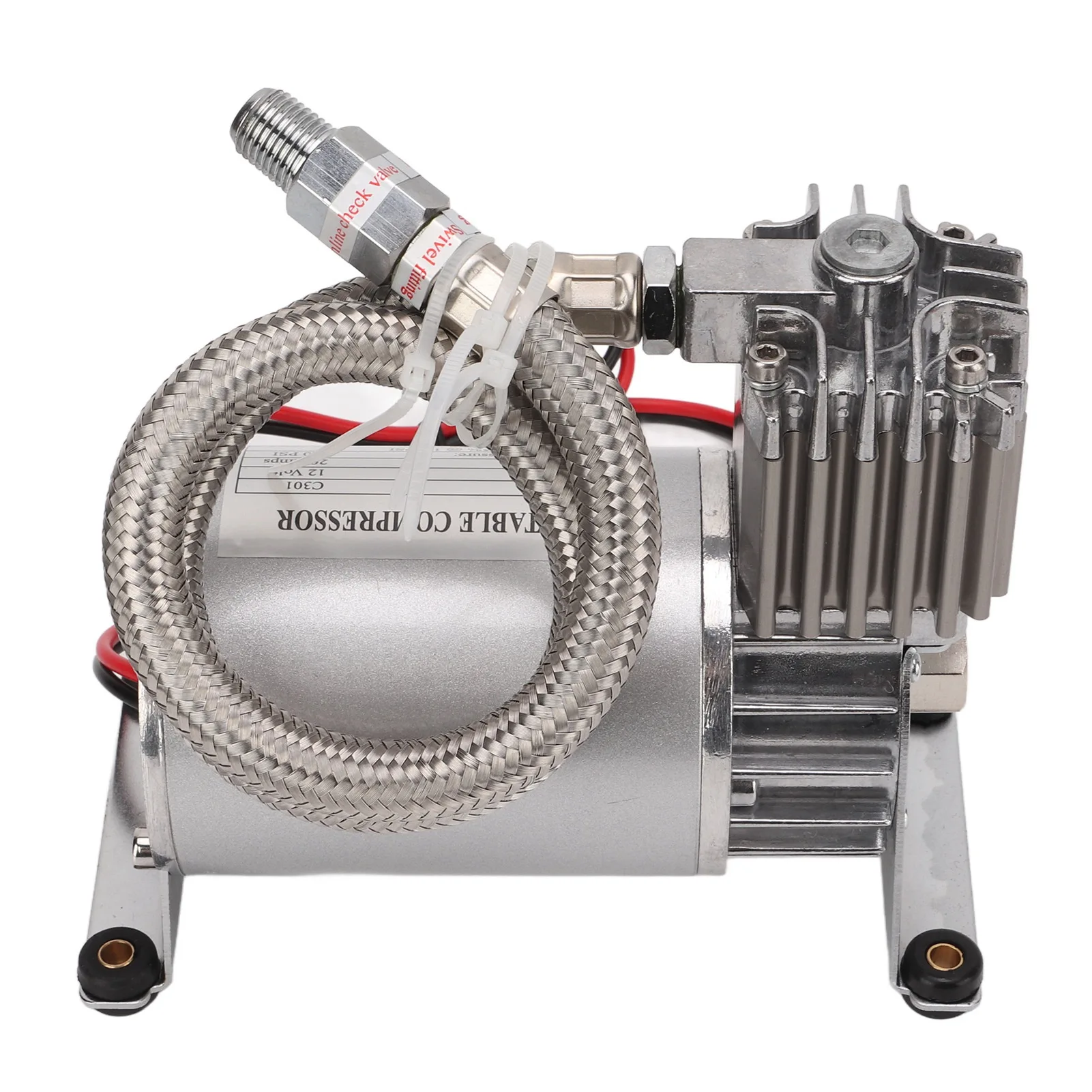 Silver Heavy Duty Air Compressor 20A 150 PSI Metal  NPT1/4 Thread for 12V Vehicles Yacht Boats Heavy Duty Air Compressor
