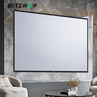 BlitzWolf BW-VS8 Portable Metal Projector Screen 80/100/120 Inch 1.8Gain Anti-Light Foldable 16:9 Highlight Movie Outdoor Home