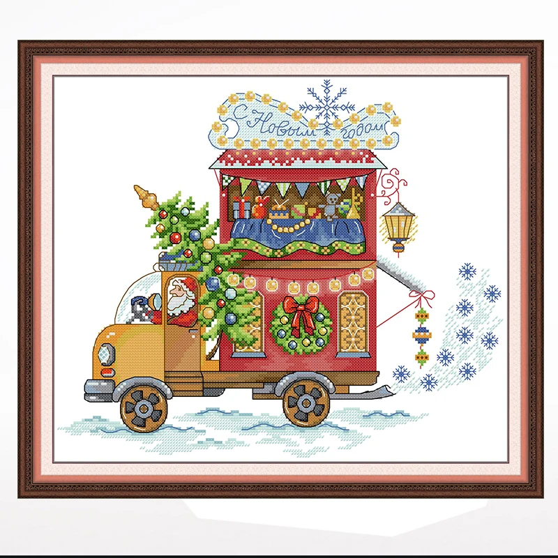 

Christmas gift cartoon cross-stitch living room bedroom hanging picture, 11CT/14CT hand-embroidered