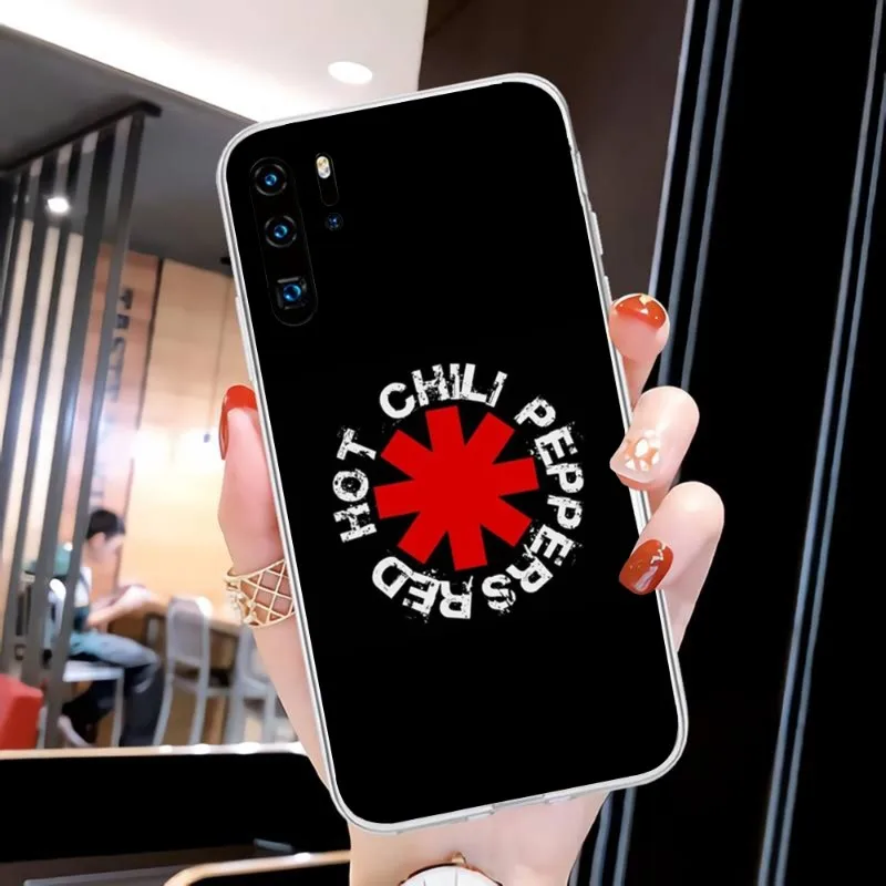 Red RHCP P-Peppers Phone Case for Huawei P50 P40 P30 Pro Mate 40 30 Pro Nova 8 8i Y7P Honor Clear Cover Funda Shell