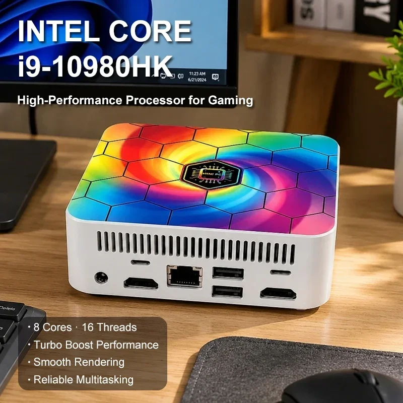 Hot Sale MINI PC Gaming Mini PC Intel I9-10980HK Processor Windows 11 Dual Band WiFi 6 Bluetooth5.2 Compact Desktop Gaming Host