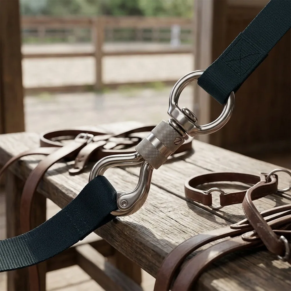 Stainless Steel Swivel Snap Hook 113mm Length for Horse Harnesses and Pet Leashes Featuring Smooth Opening and Reduction