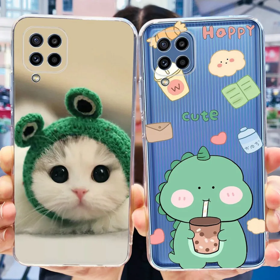 Case For Samsung Galaxy M32 Cute Cat Dinosaur Pattern Back Cover For Samsung M32 4G 5G M325F M326B Soft Silicone TPU Phone Cases