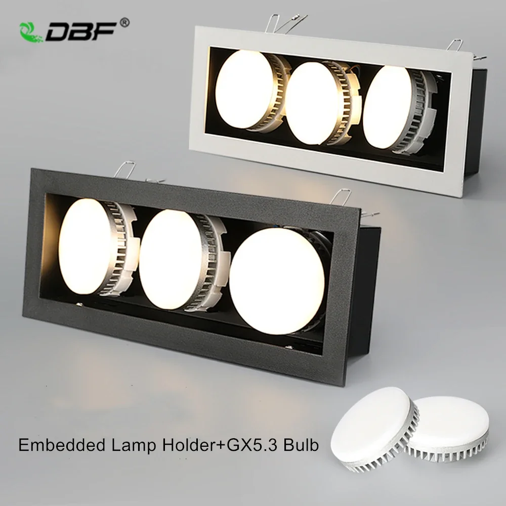 

3 Head Square LED Recessed Downlight 21W 27W 36W Angle Adjustable Replaceable GX5.3 Bulb Ceiling Spot Lamp Living Room