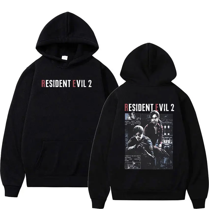 

Худи с принтом Resident Evil 2, унисекс, винтажный стиль, с длинными рукавами, оверсайз, свободный флисовый свитшот, модный пуловер, уличная одежда