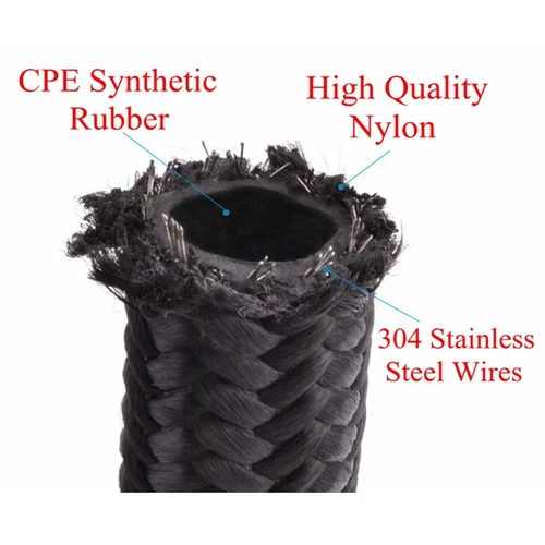 Imagen 2 del producto 1M/3M/5M/6M AN4 AN6 AN8 AN10 manguera de combustible enfriador de Gas y aceite tubo de línea tubo de nailon acero inoxidable trenzado interior de goma CPE