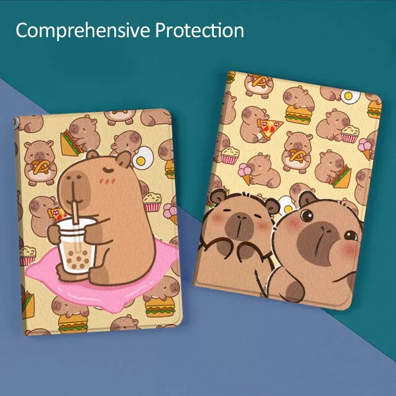 

Cute Capybara Bubble Tea Gift For Huawei MediaPad T5 T10s M6 M5Lite SE Honor Tab 5 6 7 V7 V8 X8a X9a Pro Soft Tablet Case