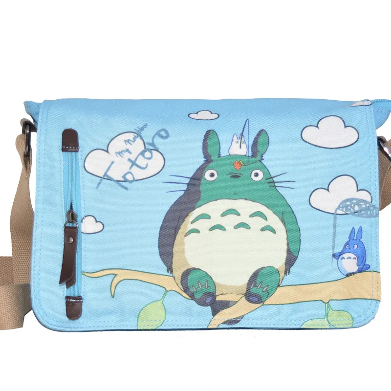 Bolso de hombro Totoro periférico de anime japonés, mochila de lona azul agua lavada, bolso cruzado