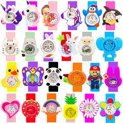 Montres de dessin animé en silicone pour enfants, montres à claquettes pour garçons et filles, temps d'étude pour bébé, jouet pour enfants, respectueux de l'environnement mental, cadeau d'anniversaire