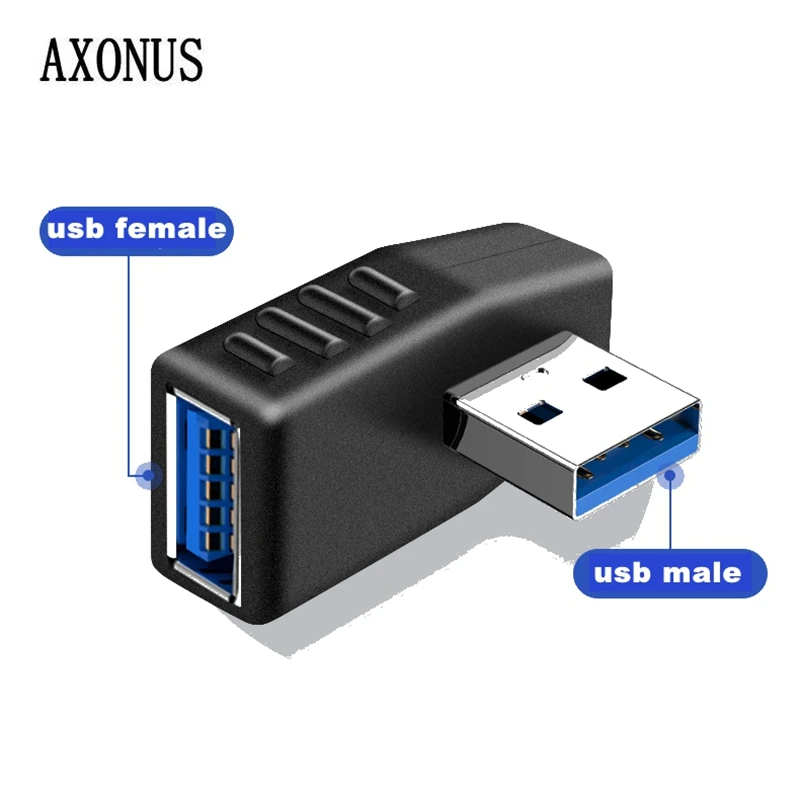 USB 3.0 adapter right angle male to female elbow extension converter for car mounted mobile phone charging, USB flash drive data