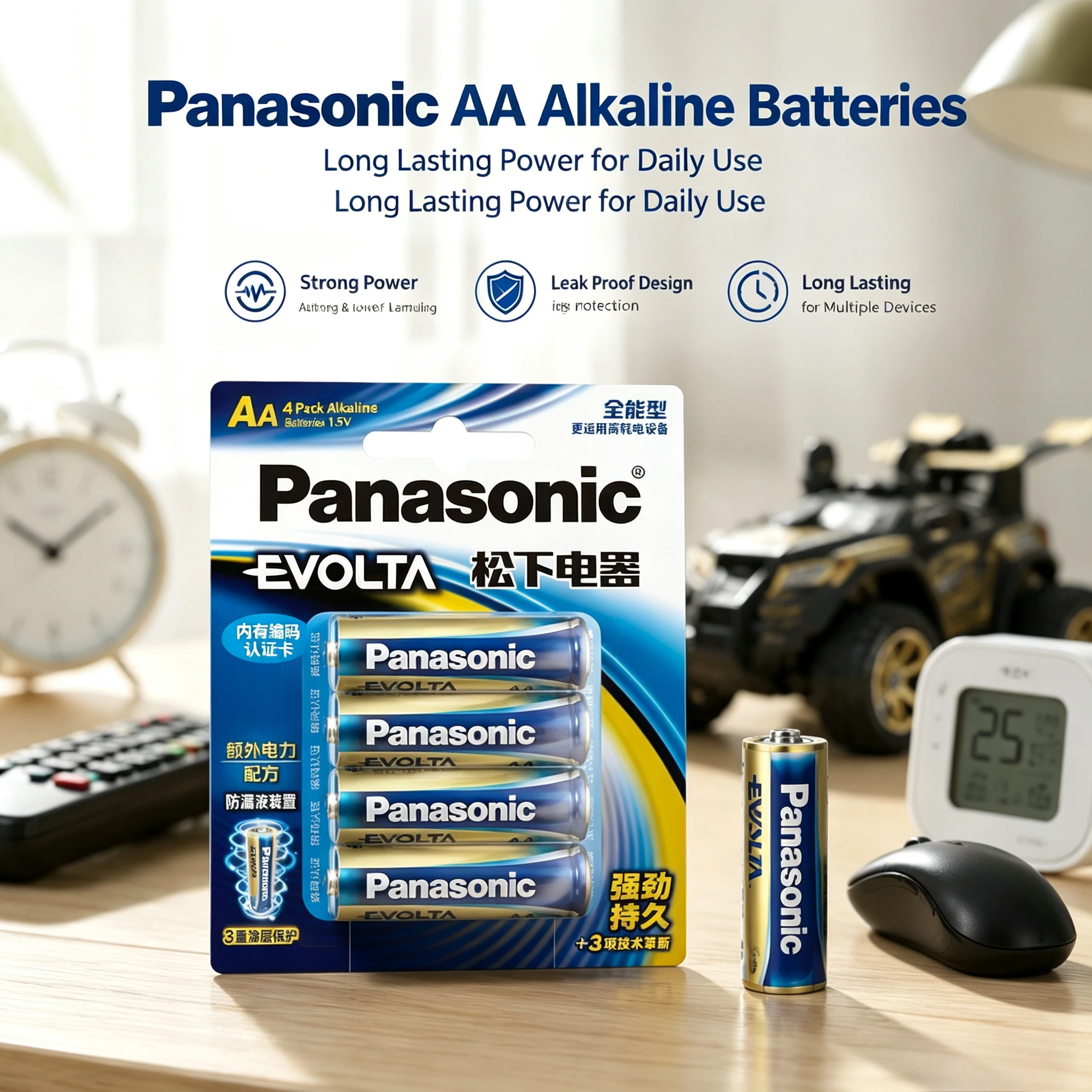 Panasonic EVOLTA AA/AAA High-Power Alkaline Batteries, Suitable for Mini Four-wheel Drive Racing Remote Control Toys