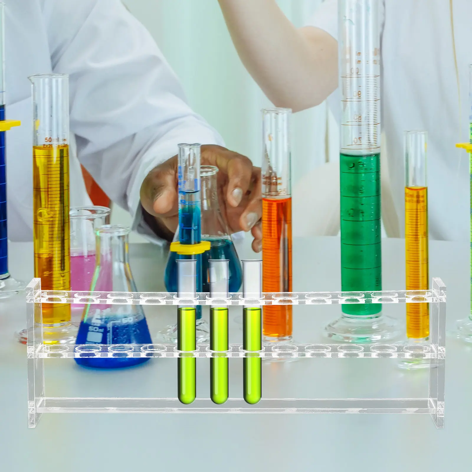 12 Unit Test Tube Rack Polished Acrylic Holder for School Lab Scientific Testing Tube Storage Solution Socket Tester Holder view 2