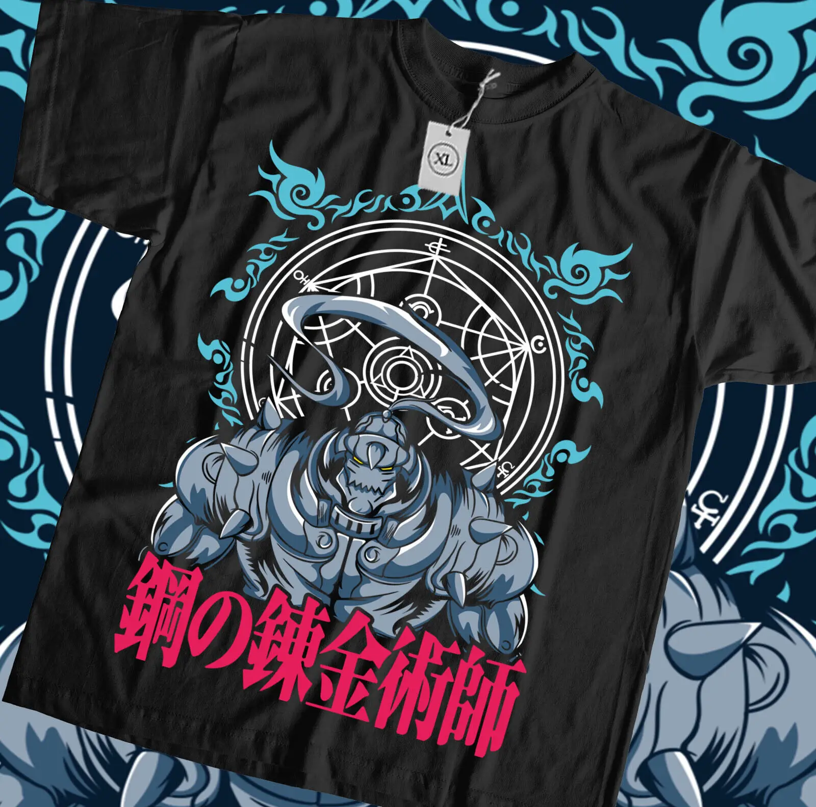 Fullmetal Alchemist Mens T-Shirt - Edward & Alphonse Elric All Size Black shirt