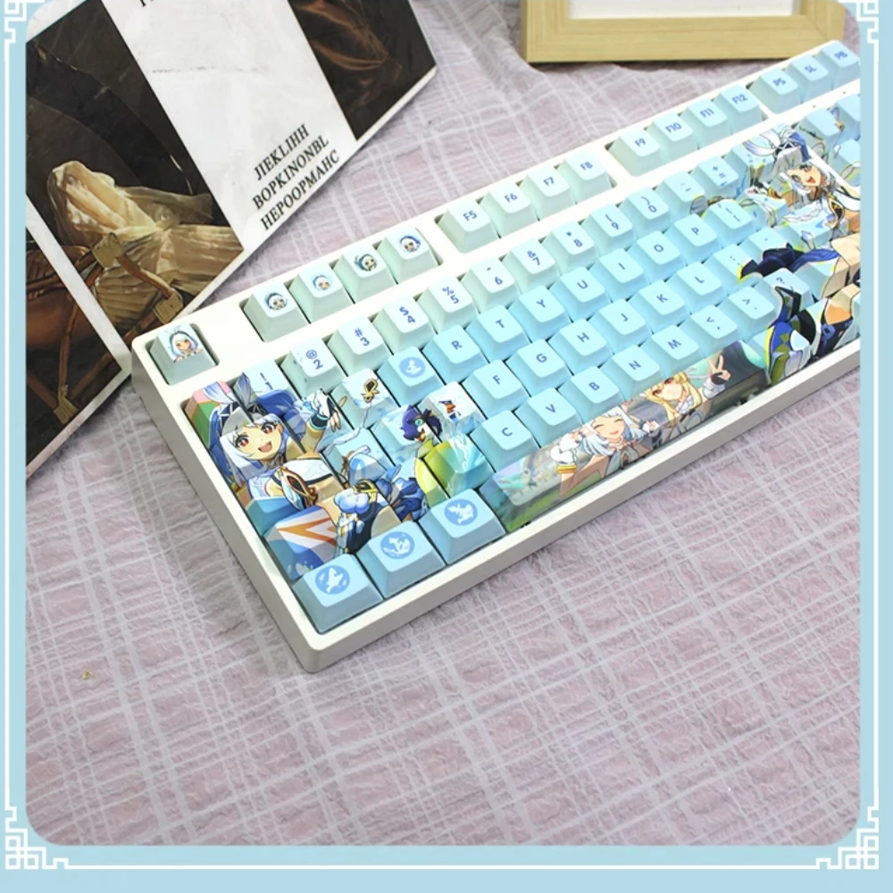 Mualani Keycaps Genshin Impact Series Game Theme Cartoon Two-Dimensional 127Keys Blue White Keycap Set