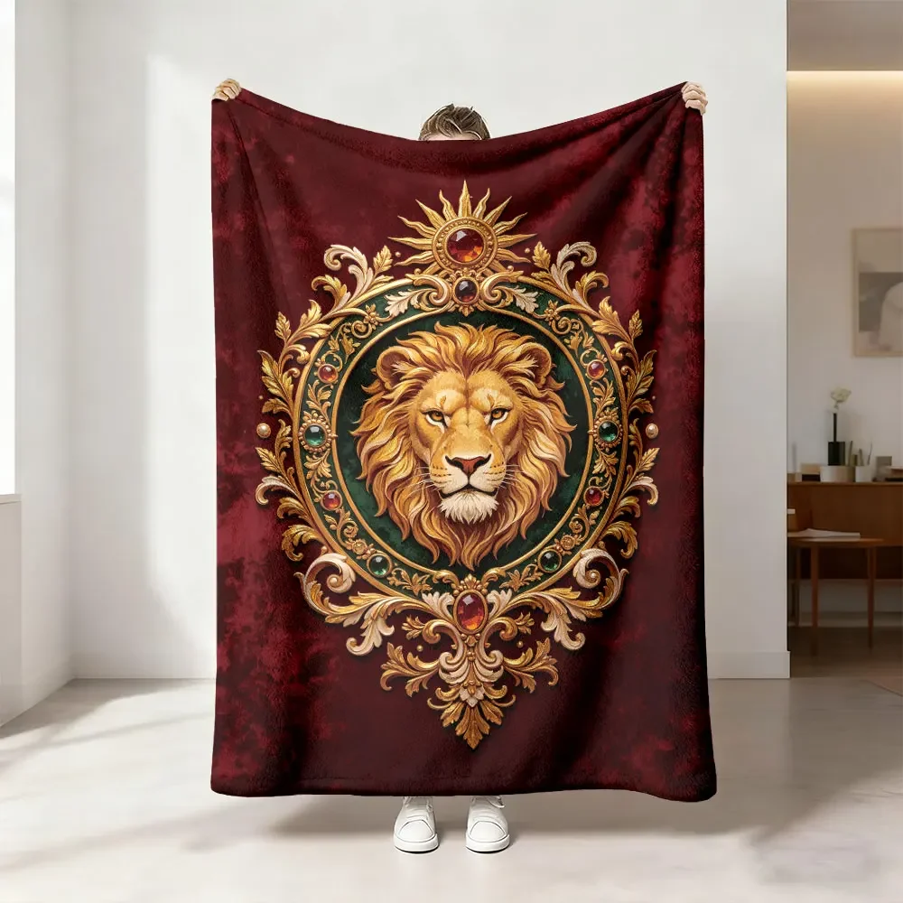 Majestic Lion Head Tapestry Throw Blanket Royal Renaissance Art Decor for Living Room Bedroom 150x200cm