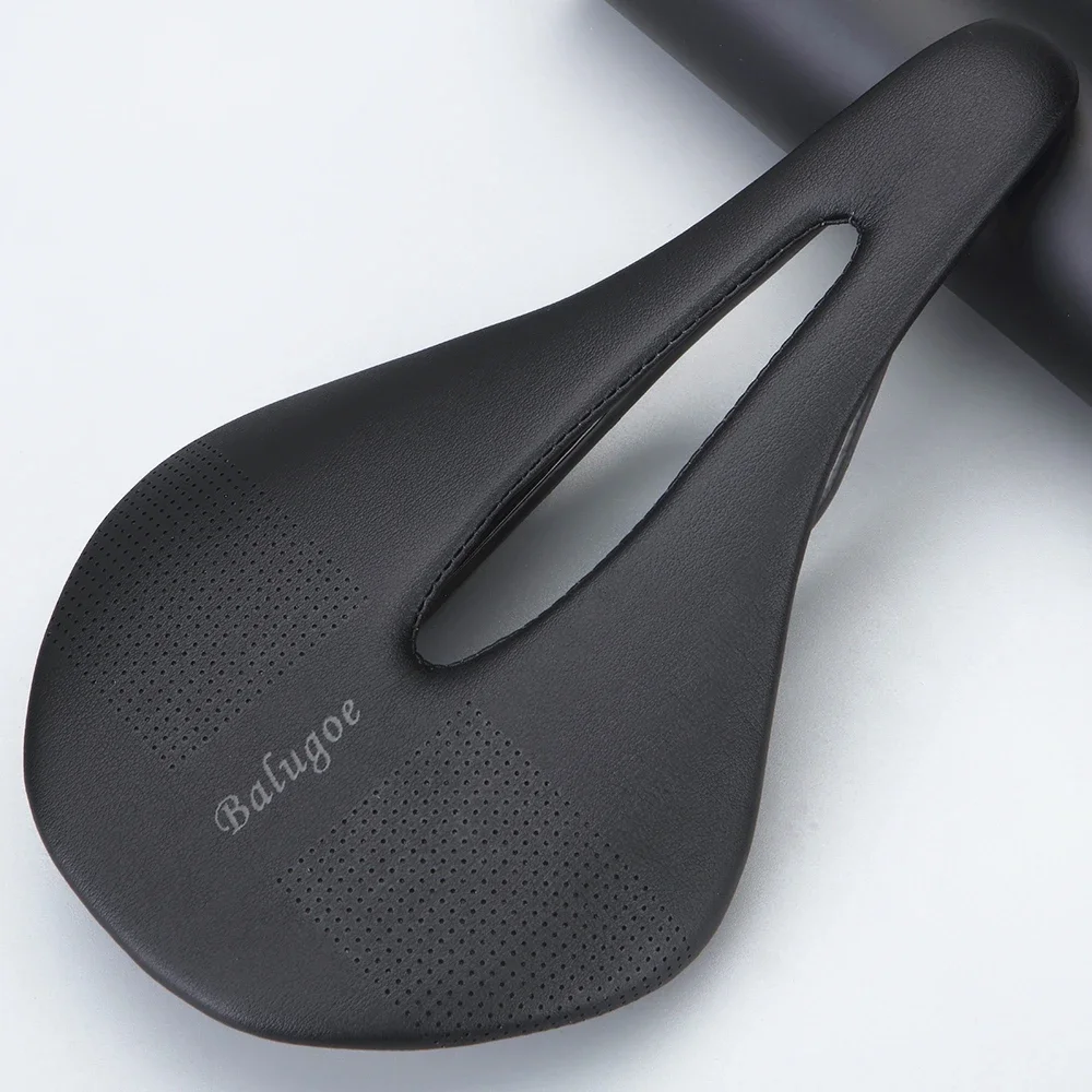 The New BALUGOE Carbon+Leather Road Bike Saddle MTB Bicycle Saddles Mountain Bike Racing Saddle PU Breathable Soft Seat Cushion